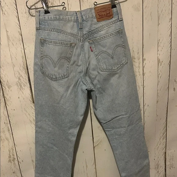 Levi's Light Blue Distressed Straight Leg Jeans - Picture 4 of 4